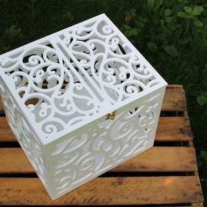Hochzeit Karte Box BIG SIZE-Hochzeit Geschenk Sperrholz Box-Weiße Erinnerungsbox-Hochzeit Spardose-Hochzeit Karte Geld Halter-WhiteCard Halter-Süßigkeiten-Box