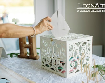 Wedding Card Box BIG SIZE - Wedding Gift - Plywood box - White Keepsake Box - Wedding money box - Wedding card money holder - Card Holder