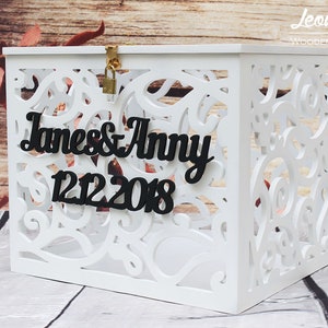 Abschließbare personalisierte Hochzeitskartenbox BIG SIZE-Keepsake Box gold lock&key-Hochzeitssparbox mit Namen und Namen-Hochzeitskartengeldhalter
