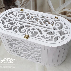 Caixa de dinheiro para cartão de casamento - Caixa grande de lembrança - Porta-dinheiro para cartão de casamento branco - Caixa de cartão de formatura feita à mão com slot - Caixa de cartão de presente de casamento