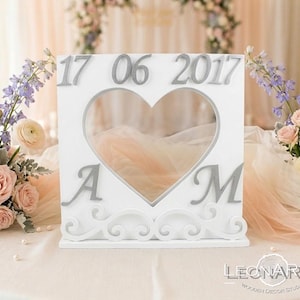 Personalized Wedding Sand Ceremony Heart Set - Unity shadow sand ceremony box - Sand Shadow Box Frame with initials & wedding date