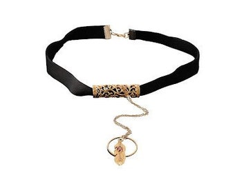 Black & Gold  Charm Choker