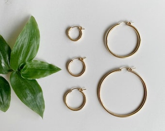 14k Gold Filled Hoop Earrings | Classic Gold Hoops |