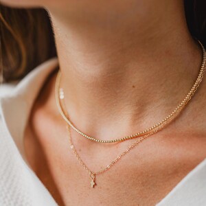 2mm Bead Necklace Dainty 14K Gold Filled Beaded Choker .925 Sterling Silver Bead Necklace Gold Ball Necklace Gift Idea for Her image 5
