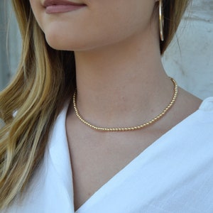 4mm 14k Gold Filled Beaded Choker 4mm Gold Ball Necklace Gold Bead Layering Necklace Gold Bead Choker
