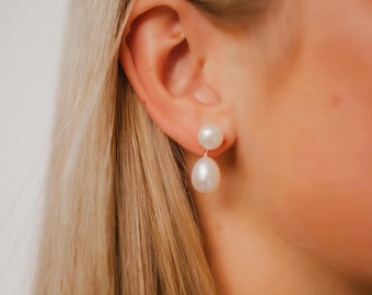 Freshwater Pearl Drop Earring for Bride Wedding Jewelry Classic Pearl Dangle Earring for Bridesmaid Gift Idea 14K Gold Filled Earrings