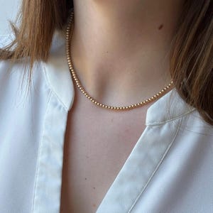 3mm 14k Gold Filled Beaded Necklace 3mm Gold Beaded Choker Gold Bead Layering Necklace Minimalist Gold Bead Choker Everyday Gold Necklace