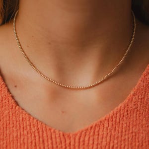 2mm Bead Necklace Dainty 14K Gold Filled Beaded Choker .925 Sterling Silver Bead Necklace Gold Ball Necklace Gift Idea for Her image 4