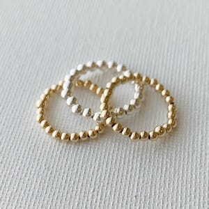 14k Gold Filled Beaded Ring ONE Gold Bead Stretch Ring Gold Bead Ring Guard Stacking Ring 2.5mm or 3mm 14K Gold Filled Bead Midi Ring