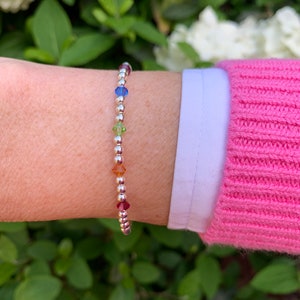 Custom Birthstone Bracelet | Sterling Silver and Swarovski Crystal Bracelet | Gift for Mom | Friendship Bracelet