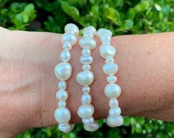 Mixed Freshwater Pearl Bracelet | Pearl Stretch Bracelet | Freshwater Pearl Stretch Bracelet |Bridesmaids Gift