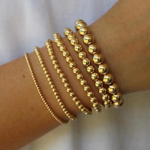 Gold Bead Bracelet Non Tarnish Gold Filled Beaded Bracelet Stack Waterproof Gold Bead Bracelet Sets 14K Gold Filled Bead Bracelets | Katie