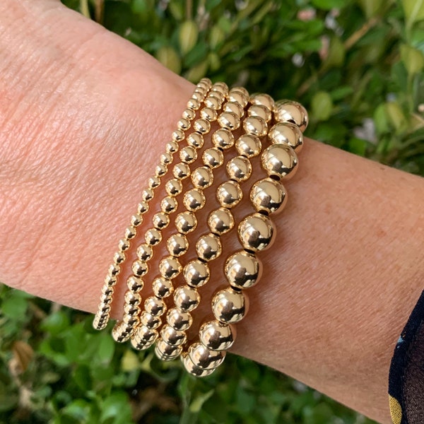 Katie | 14k Gold Filled Bead Bracelet | Non Tarnish Gold Filled Beaded Bracelet | Gold Bead Bracelet | 2mm 3mm 4mm 5mm 6mm 8mm Gold Bracelet