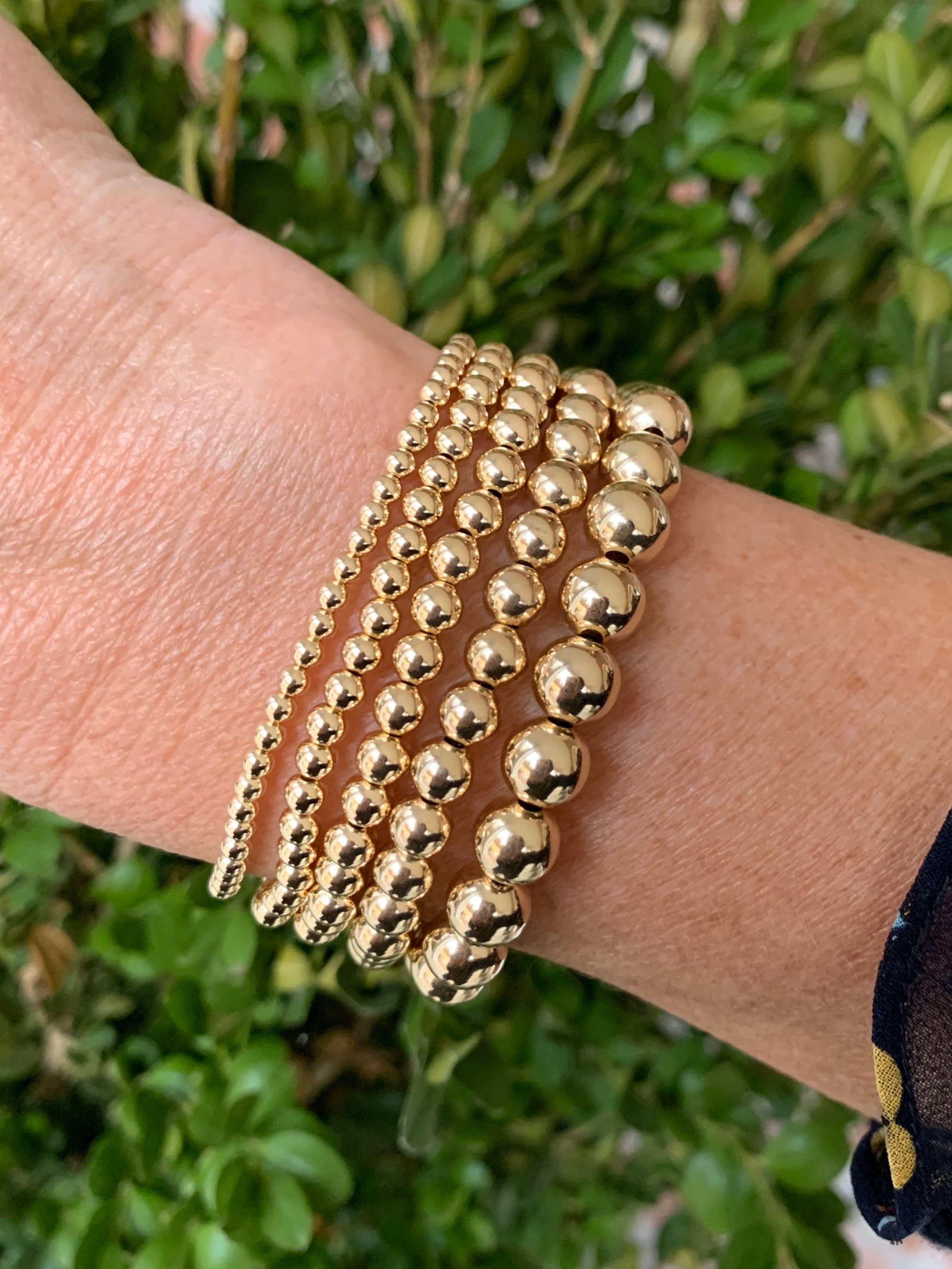 Plain 14K Gold Beaded Bracelets