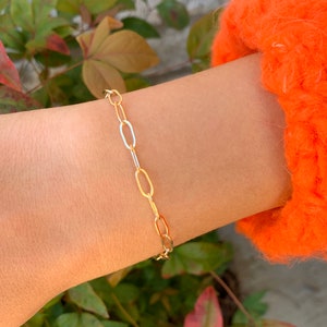 Laken | 14k Gold Filled Paperclip Chain Bracelet | Sterling Silver Paperclip Chain Bracelet