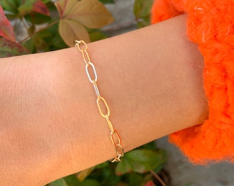 Laken | 14k Gold Filled Paperclip Chain Bracelet | Sterling Silver Paperclip Chain Bracelet