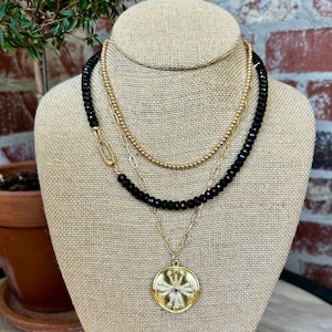 Gemstone Necklace with Carabiner Clasp Gemstone Beaded Charm Necklace Turquoise Bead Necklace Moonstone Onyx Tigers Eye Labradorite Necklace immagine 6