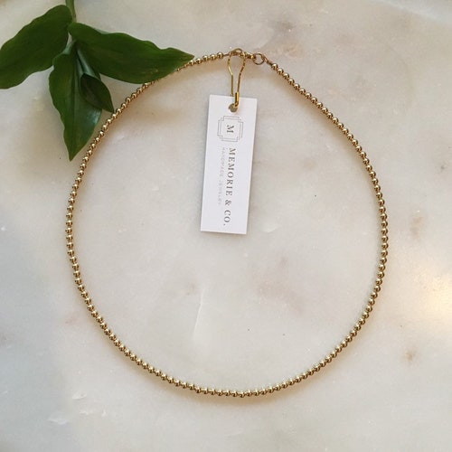 3mm 14k Gold Filled Beaded Necklace 3mm 