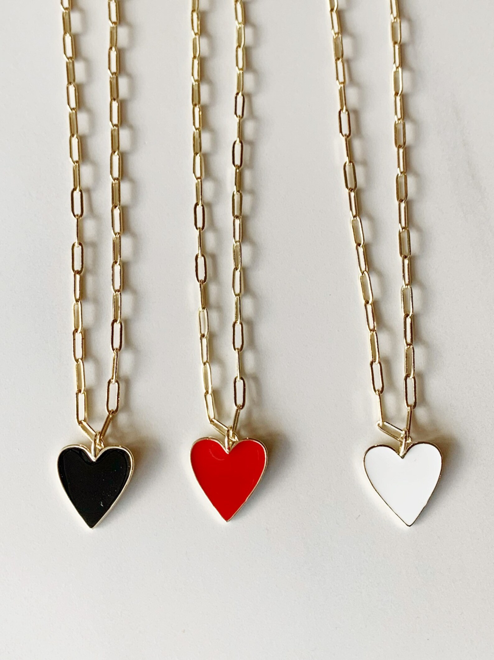 Large Heart Charm on Chunky Paperclip Chain Heart Necklace Etsy