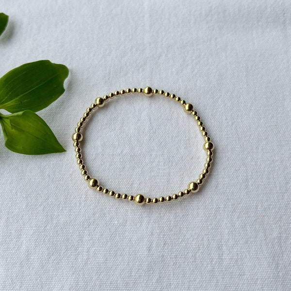 Jayme 14k Gold Filled Bead Bracelet | Gold Ball Bracelet | Gold Filled Stretch Bracelet | Non Tarnish Gold Bead Bracelet