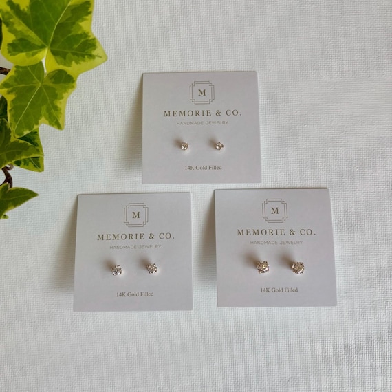 CZ Stud Earrings 14k Gold Filled Cubic Zirconia Stud Earrings Minimalist Stud Earrings Dainty Everyday Earrings for Multiple Piercings