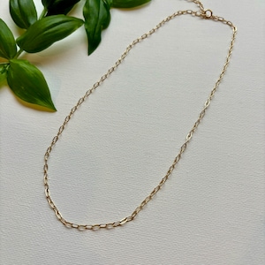 Dainty Gold Filled Paperclip Chain 14k Gold Filled Paperclip Necklace Paperclip Chain Necklace Mini Laken Chain Necklace