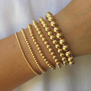Gold Bead Bracelet Non Tarnish Gold Filled Beaded Bracelet Stack Waterproof Gold Bead Bracelet Sets 14K Gold Filled Bead Bracelets  Katie