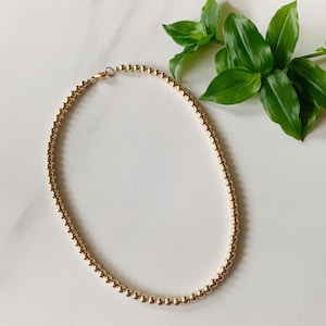 5mm Gold Filled Beaded Necklace  Gold Ball Necklace  Gold Bead Choker  Gold Filled Choker