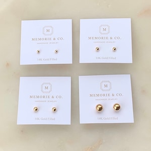 14k Gold Filled Ball Studs: Dainty Bead Earrings
