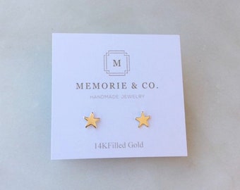 Gold Star Studs | 14k Gold Filled Star Stud Earrings | Minimalist Earrings | Star Earrings