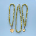 Gemstone Candy Necklace with Carabiner Clasp Gemstone Beaded Charm Necklace Lemon Jade Mothers Day Gift Idea for Mom Fun Summer Necklace