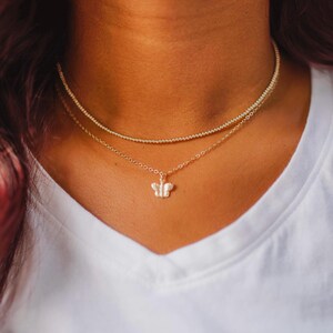 2mm Bead Necklace Dainty 14K Gold Filled Beaded Choker .925 Sterling Silver Bead Necklace Gold Ball Necklace Gift Idea for Her image 9