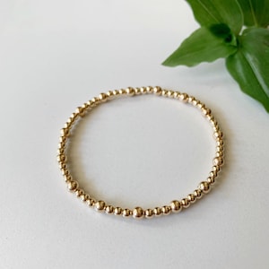 Non Tarnish 14k Gold Filled Beaded Stretch Bracelet Gold Ball Bracelet Sterling Silver Bead Bracelet Silver Bead Bracelet