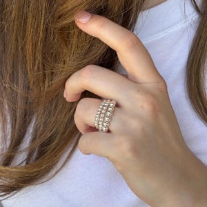 Sterling Silver Beaded Stretch Ring: Stackable Ball Ring
