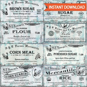 Shabby Chic Vintage Pantry Labels Instant Download- Spice Labels, Antique Decor, Vintage Pantry Labels, Organization, Farmhouse Kitchen