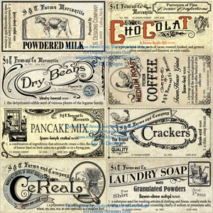 Vintage Canister Label Set Hardcopy- Pantry Labels, Antique Decor, Farmhouse, Country, Canister Labels, Organization, Vintage