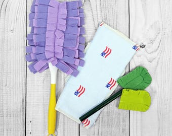 Spring Cleaning Starter Kit (SAVE 6.50!): Swiffer Style Duster and Mop Pad Refills that are ReUsable, Washable, Zero Waste, Made in USA