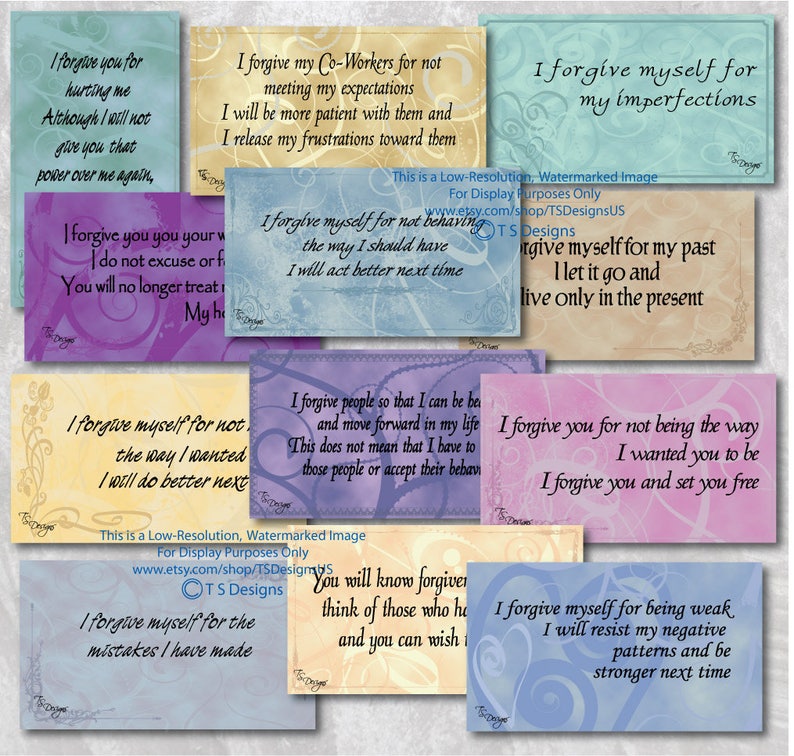 Affirmations Forgiveness Affirmation Cards Hardcopy Vintage - Etsy