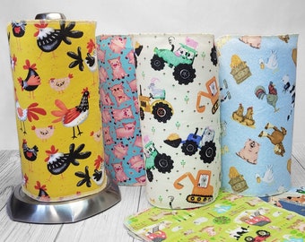 Farm Animals Chickens and Roosters Collection UnPaper Towels ReUsable Washable Sustainable