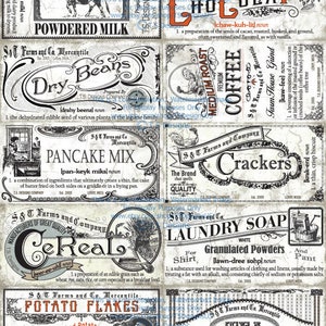 Distressed Vintage Pantry Labels Collection Hardcopy- Antique Decor, Farmhouse, Country, Pantry Labels, Organization, Canister