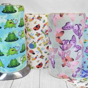 Toalhas de papel UnPaper da coleção Cute Critters, reutilizáveis, laváveis, sustentáveis, desperdício zero, insetos, sapos, borboletas, libélulas