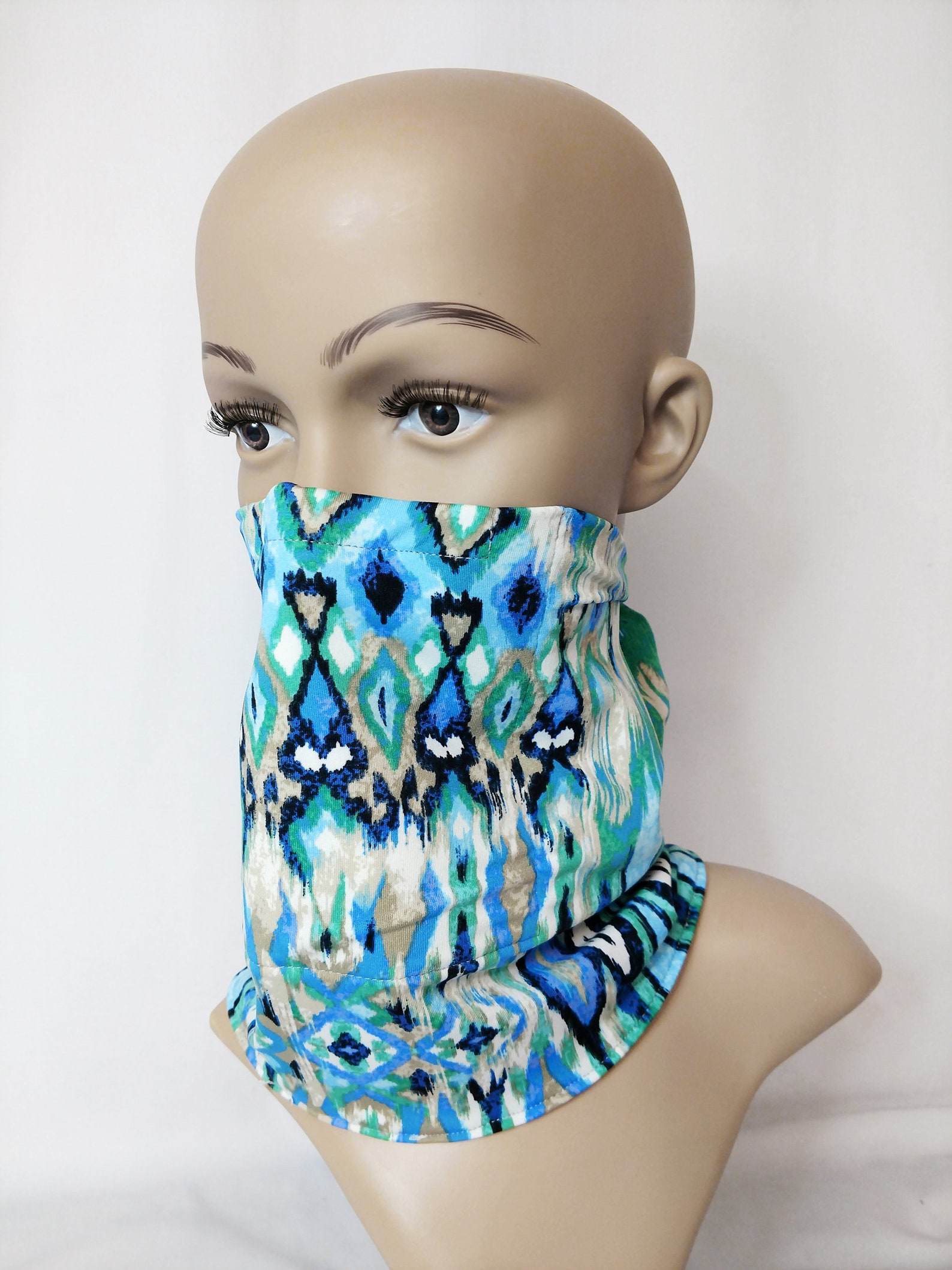 Ethnic Jade Neck Gaiter Style Face Mask with Filter and Nose Etsy