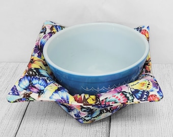 Butterfly Soup Bowl Cozy- Reversible Microwave Bowl Holder