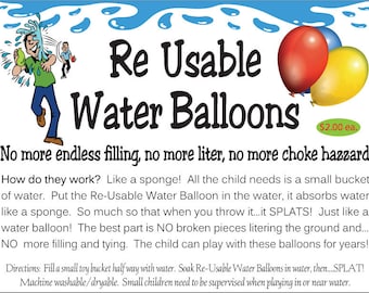 Large ReUsable Re-Fillable Water Balloons