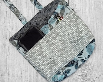 Teal and Pearl Leaves Car Caddy or Car-Bage Bag, Pretty ReUsable Trash Bag and Organizer in One, Options Available
