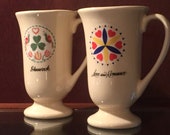 Vintage Irish Hex coffee mugs, Pennsylvania Dutch hex sign, Irish coffee mug, love and romance, shamrock, Baileys and coffee,