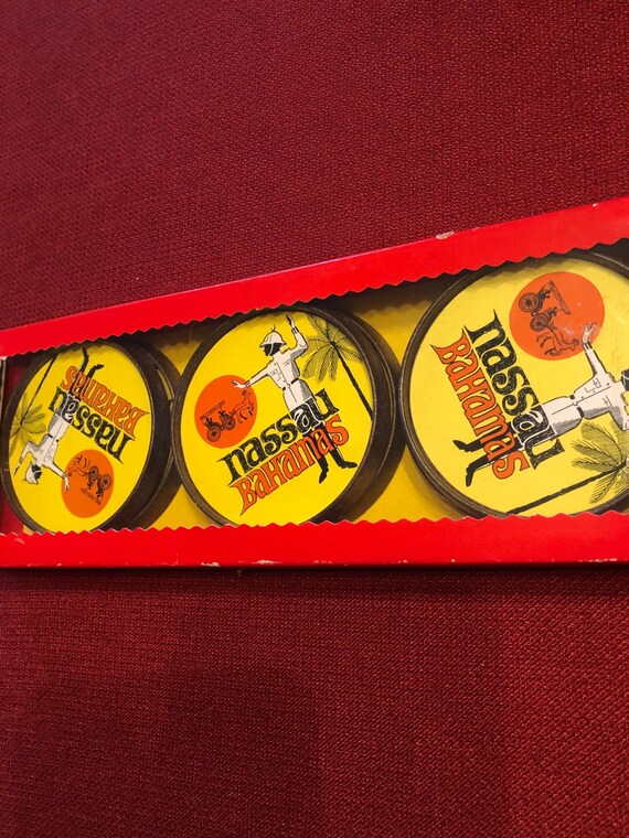 Vintage Nassau Bahamas Drink Coasters Vintage Souvenir Mid Etsy
