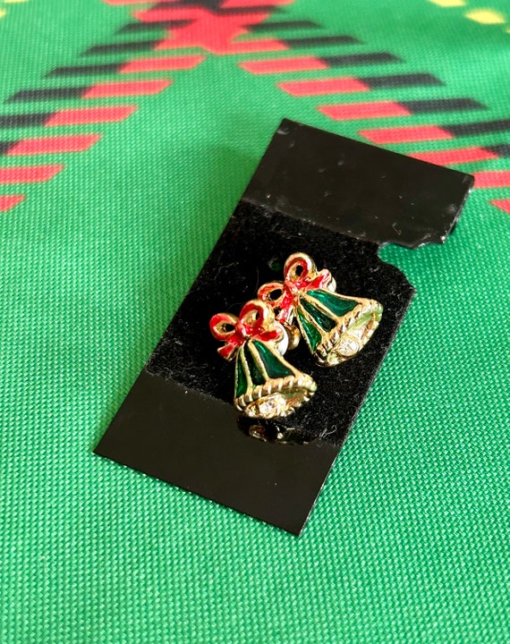 Vintage Christmas Bell pierced earrings, holiday j