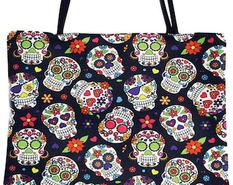 Geometric Skull Tote Bag Reusable Market Grocery Shopping Bag