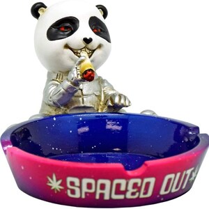 Spaced Out Panda Polyresin Ashtray - 5.6&quot;x4&quot;